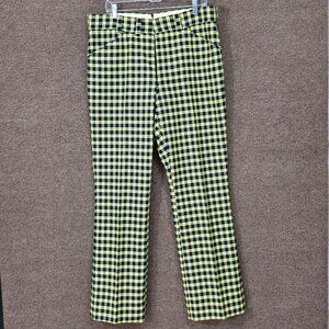 Vintage Clubman Plaid Golf Pants 36 Yellow Navy Retro Preppy Loud Straight Leg
